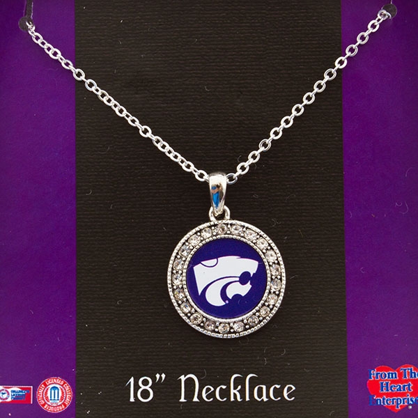 Wholesale kansas State silver inch necklace round logo pendant framed crystal rh
