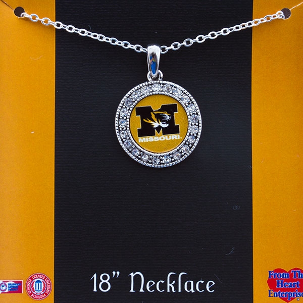 Wholesale missouri silver inch necklace round logo pendant framed crystal rhines