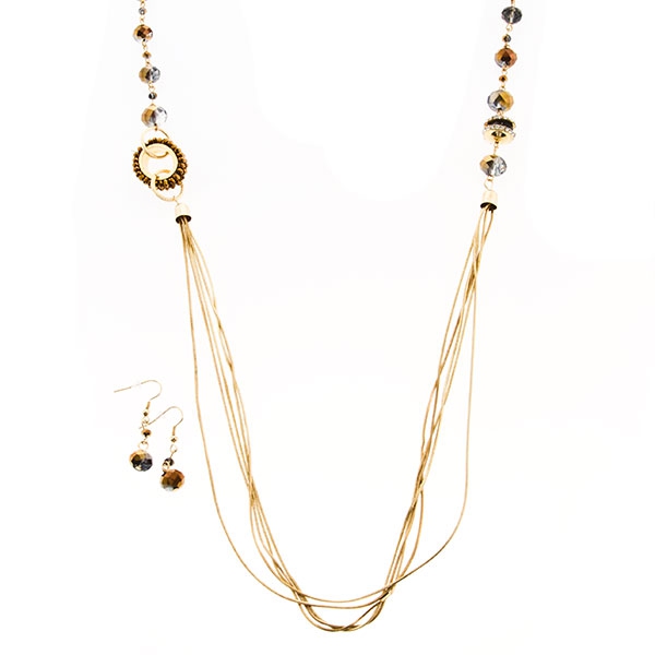Wholesale necklace set gold chains reflective beads