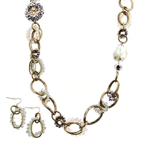 Wholesale necklace set gold chain beaded rings