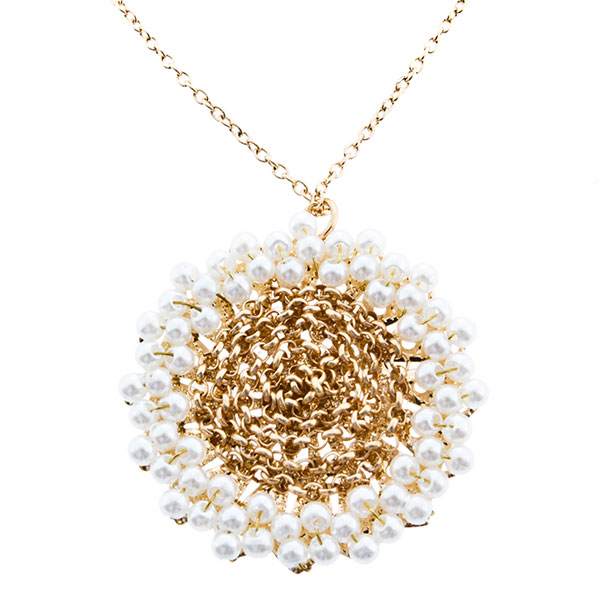 Wholesale gold chain necklace pearl bead accents