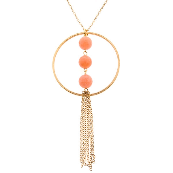 Wholesale gold necklace ring coral beads chain tassel