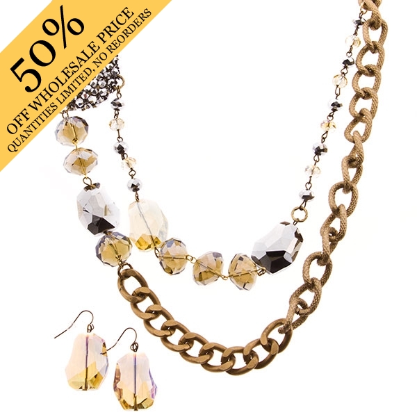Wholesale gold chain necklace set assorted amber beads