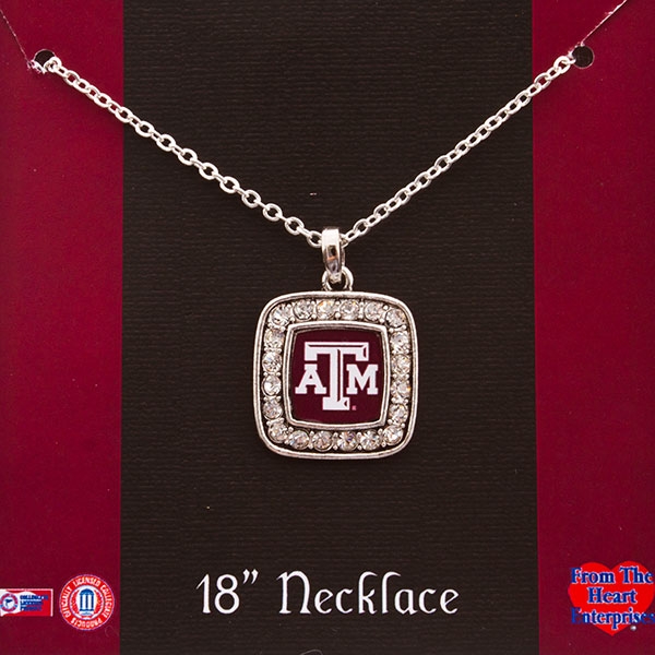 Wholesale inch necklace square pendant crystal rhinestones surrounding Texas M