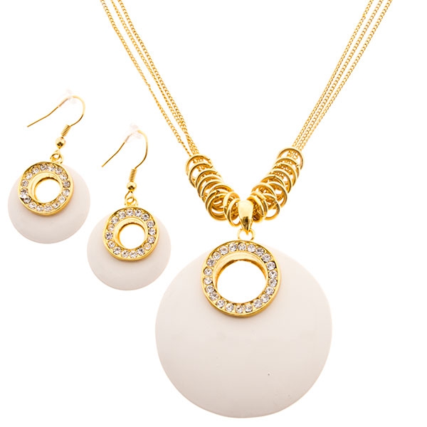 Wholesale gold necklace approx inches ivory medallion crystal rhinestone accents