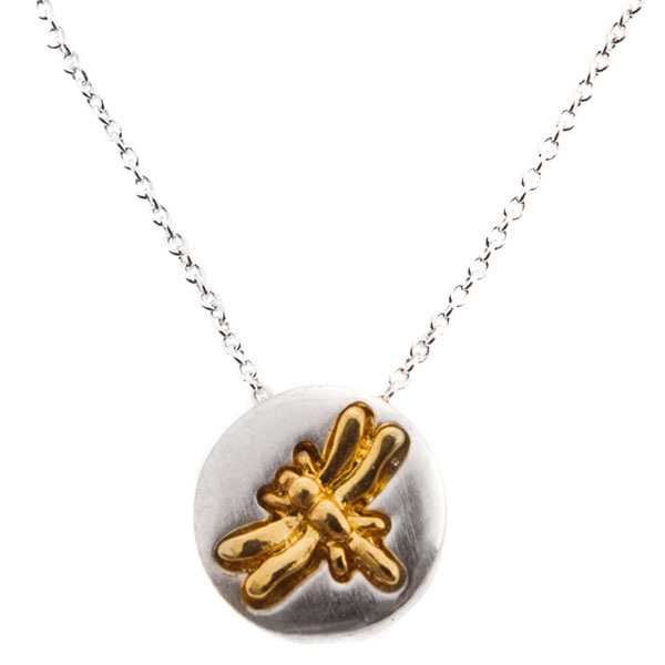 Wholesale inch necklace silver medallion gold dragonfly