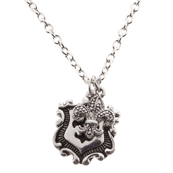 Wholesale inch necklace silver shield fleur de lis