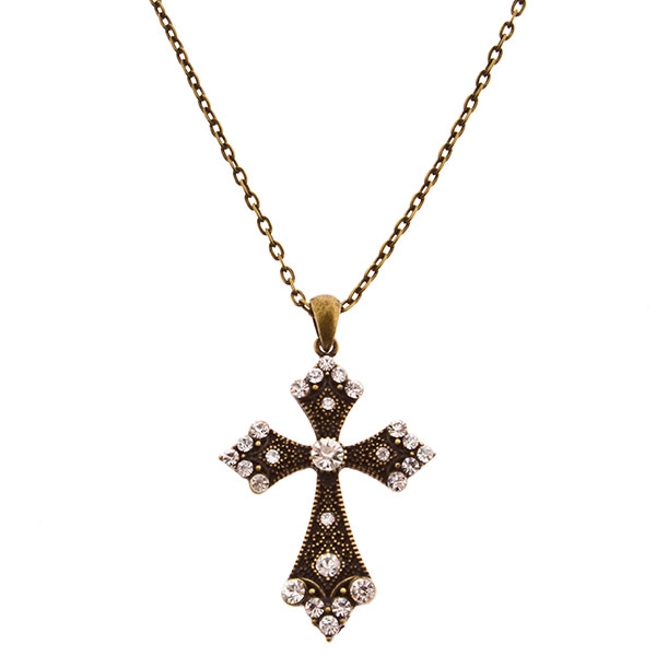 Wholesale necklace gold chain black onyx cross rhinestones
