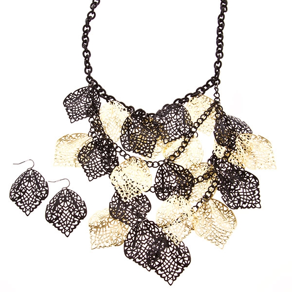Wholesale necklace set cascade diamond dual elements