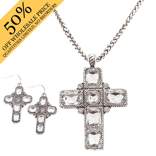 Wholesale necklace set silver chain cross