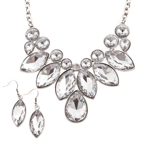 Wholesale necklace set cluster teardrop crystals