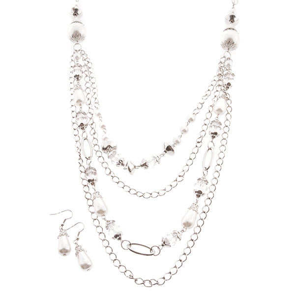 Wholesale necklace set layered chains pearl beads