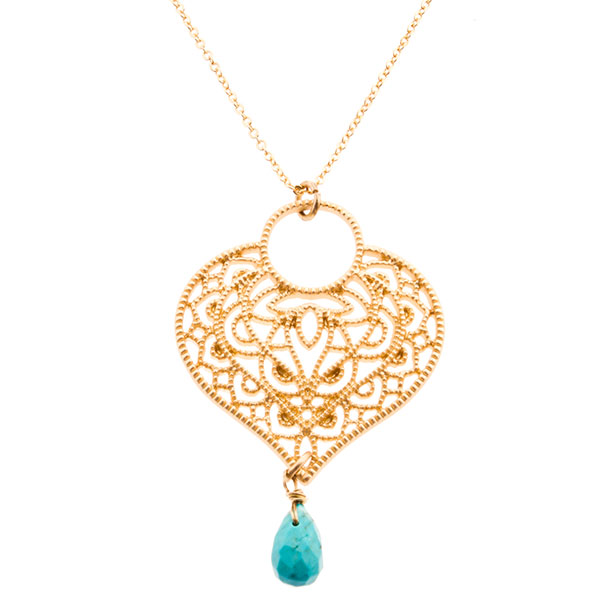 Wholesale necklace gold chain drop turquoise natural stone