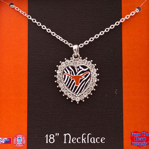 Wholesale inch Silver toned chain necklace inch heart Texas charm rhinestones z