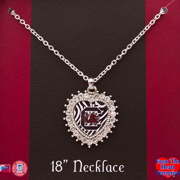 Wholesale inch Silver toned chain necklace inch heart South Carolina charm rhin