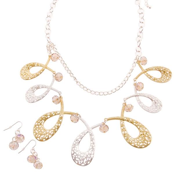 Wholesale necklace set dual finish rhinestones