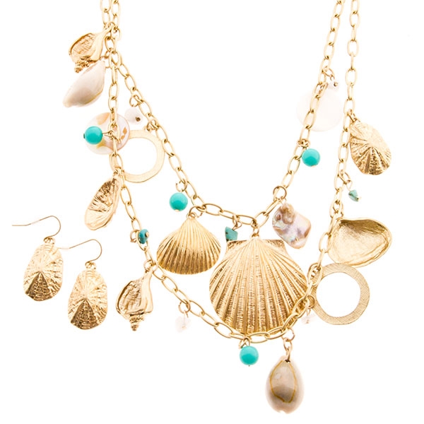 Wholesale row seashell necklace set
