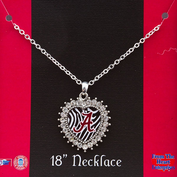 Wholesale inch Silver toned chain necklace inch heart Alabama charm rhinestones