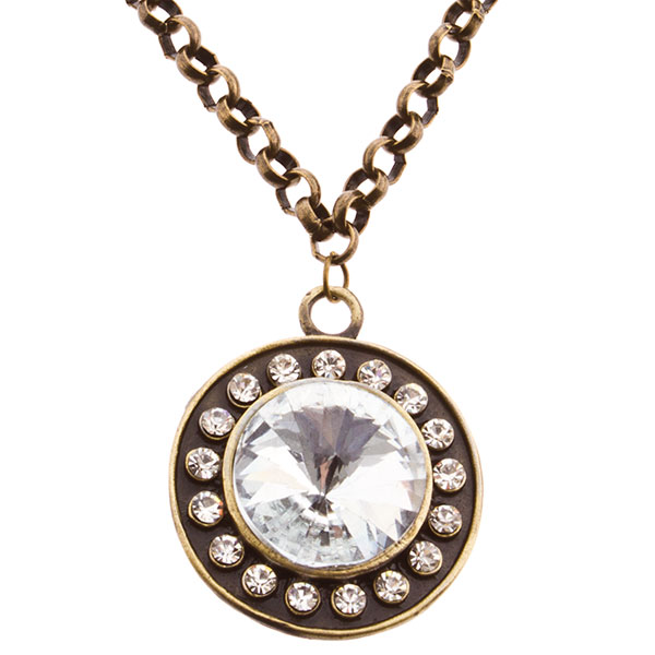 Wholesale gold necklace medallion inset crystal