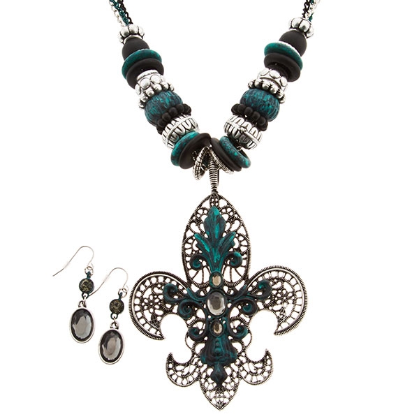 Wholesale necklace set filigree fleur de lis assorted beads