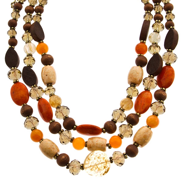 Wholesale necklace three layers assorted natural stones