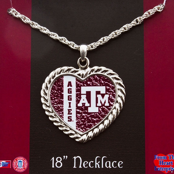 Wholesale inch Silver necklace Texas M heart pendant