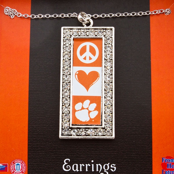 Wholesale express spirit stylish necklace Peace Love Tigers Clemson pendant inch