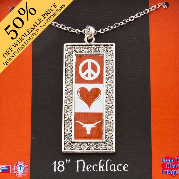 Wholesale express spirit stylish necklace Peace Love Longhorns Texas pendant inc