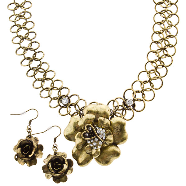 Wholesale inch gold toned necklace made rows linked chain crystal rhinestones l