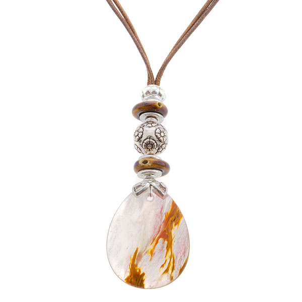 Wholesale inch brown leather cord necklace additional inch clear brown pendant