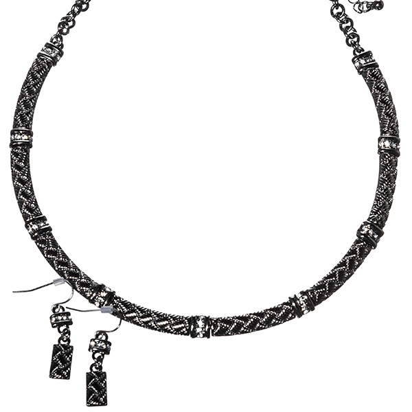 Wholesale hematite necklace basket weave clear crystal rhinestones Comes matchi