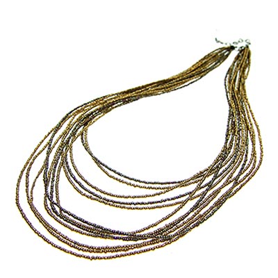 Wholesale multi Strand Fashion Necklace Small Bronze Beads Lobster Clasp Nickel