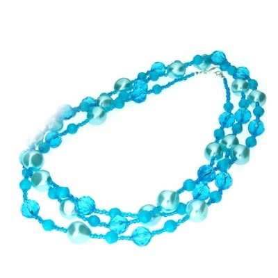 Wholesale aqua Reflective Glass Solid Glass Bead Necklace Multiple Strands Lobst