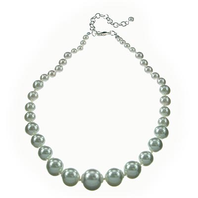 Wholesale natural White Glass Pearl Necklace Lobster Clasp Graduating Beads Nick