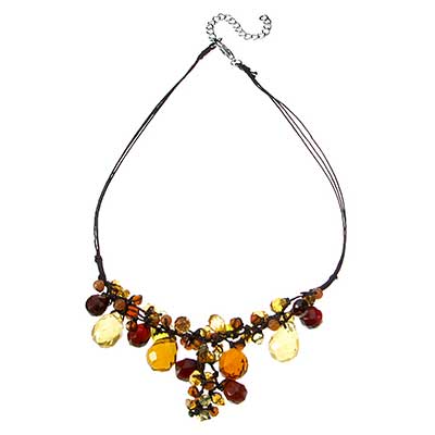 Wholesale genuine Stone Brown Beads Glass Amber Brown Burgundy Cuts Triple stran