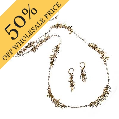 Wholesale matte Gold Necklace Earring Set Necklace Approx L W Earrings Approx L