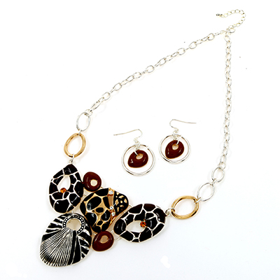 Wholesale mod Animal Print Designs Polished Silver Gold Metal Brown Black Overla