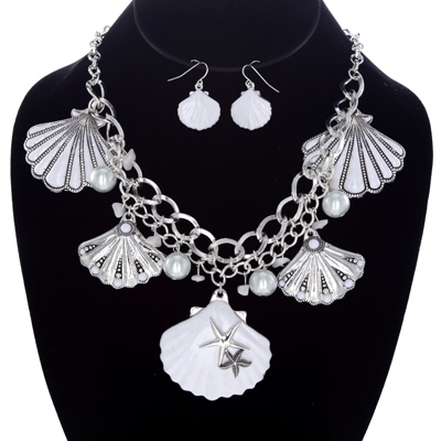 Wholesale white Lacquered Shell Designs Polished Silver Star Fish Glass Pearl De