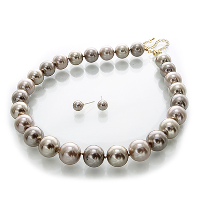 Wholesale gold Glass Pearl Necklace Earring Set Lead Compliant Necklace Approx L