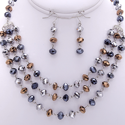 Wholesale gold Hematite Silver Faceted Glass Bead Designs Polished Silver Neckla