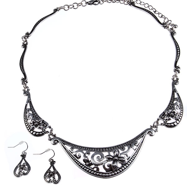 Wholesale whimsical antique silver necklace earring set Judson Company s wholesa