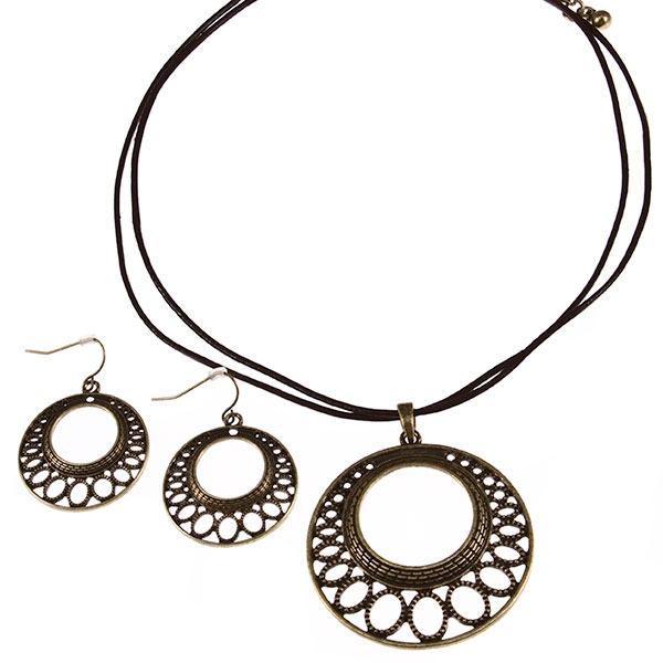 Wholesale cord necklace earring set filigree medallions Judson Company s wholesa