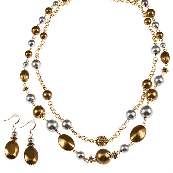 Wholesale gold chain necklace earring set silver gold beads medallions Judson Co