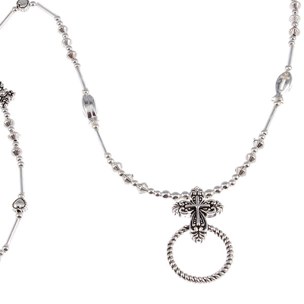 Wholesale silver finish necklace ID GLASS HOLDER INCHES cross motif Judson s who