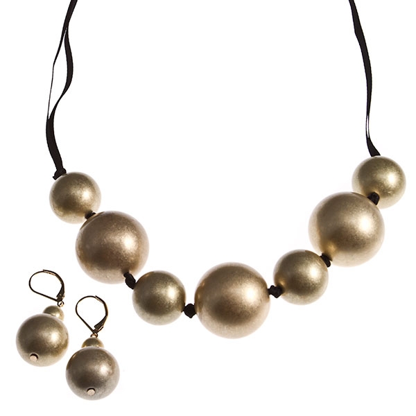 Wholesale ribbon chain necklace earring set gold silver globes Judson Company s