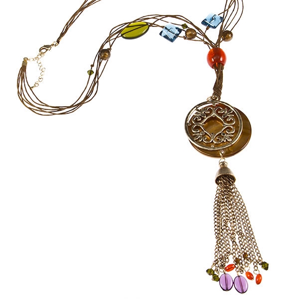 Wholesale inch cord necklace assorted gem stone beads lucite tiger s eye medall
