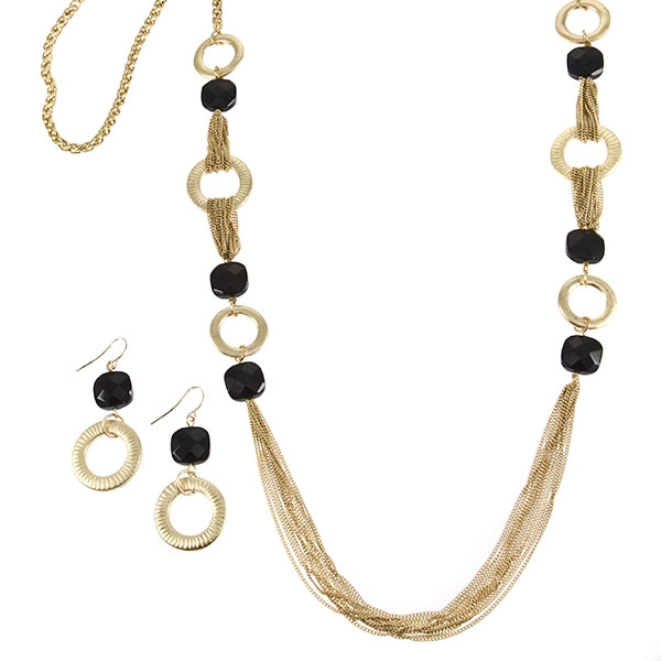 Wholesale gold chain necklace earring assorted rings attached layers gold chain