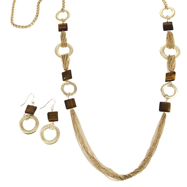 Wholesale gold chain necklace earring assorted rings attached layers gold chain