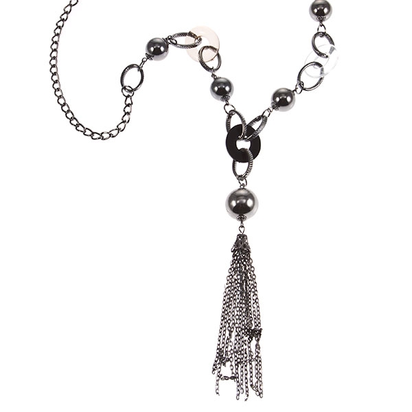 Wholesale silver chain neckalce decorative rings multi chain dangling