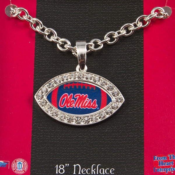 Wholesale ole Miss inch necklace football edged crystal rhinestones